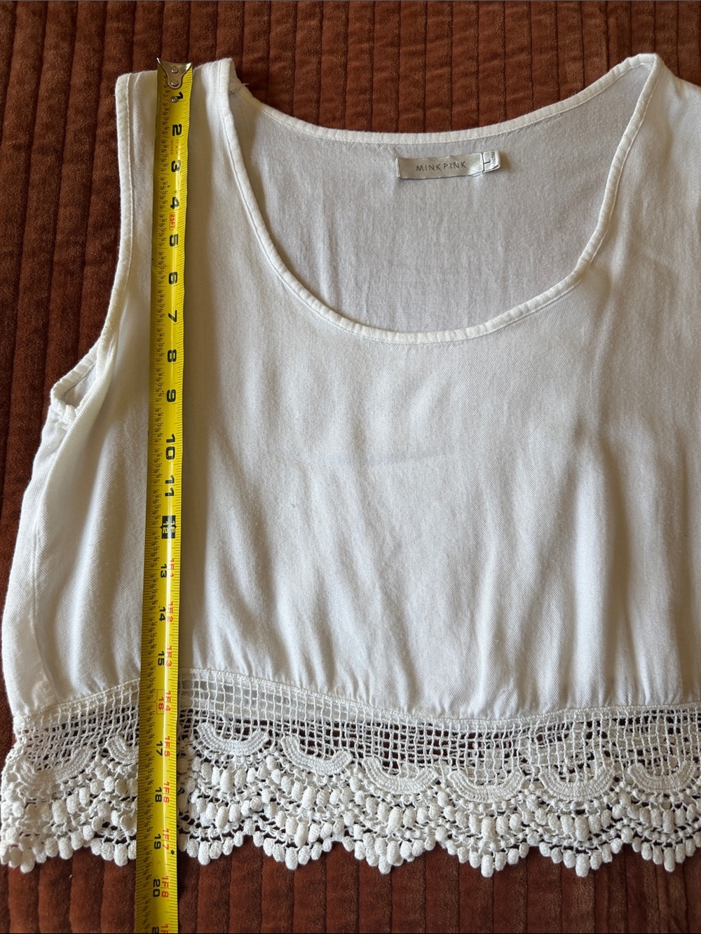 MINKPINK Ivory Crochet-Hem Cropped Tank - Picture 6 of 7